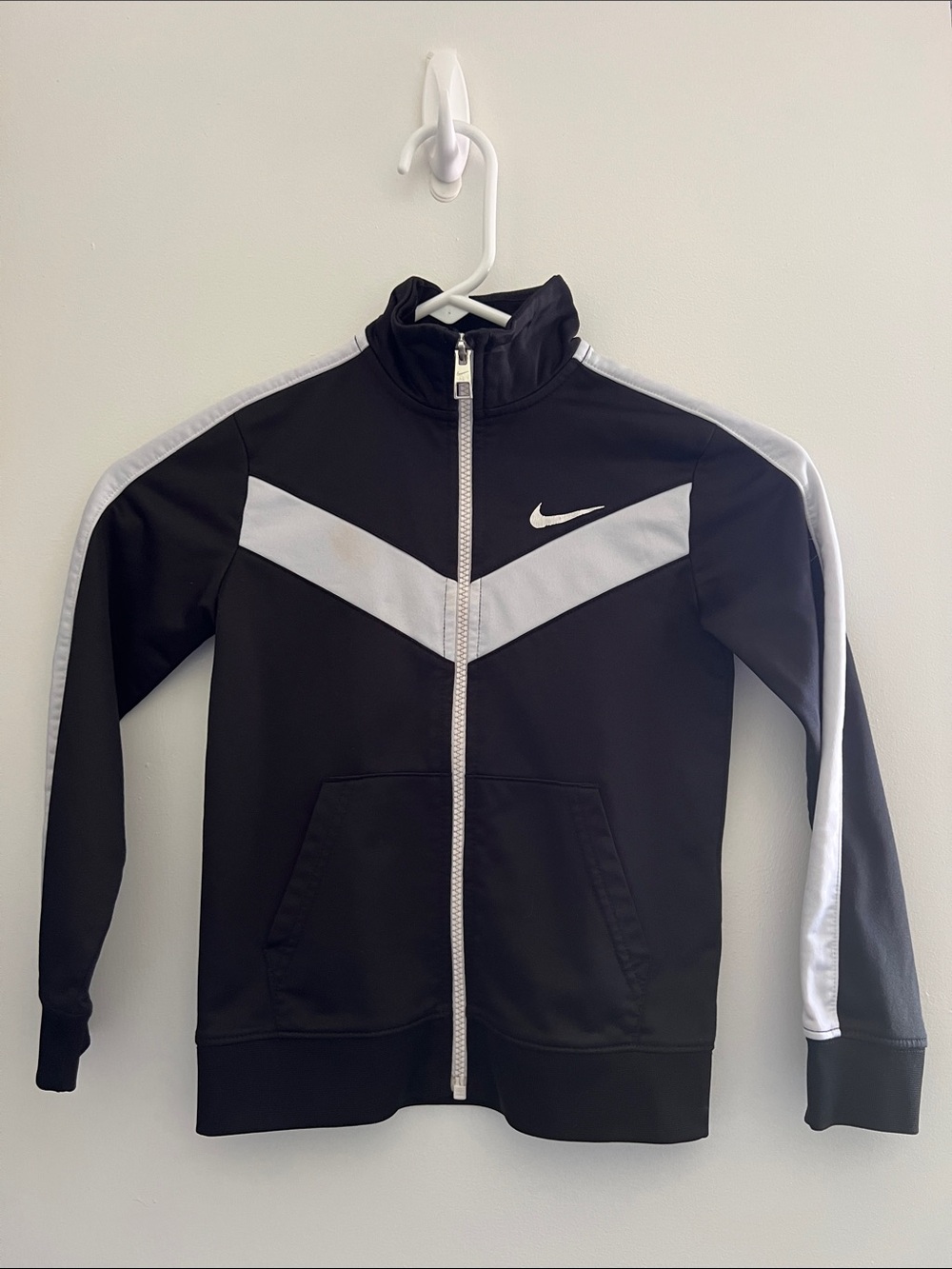 Nike Black and White Chevron Zip-Front Track Jacket